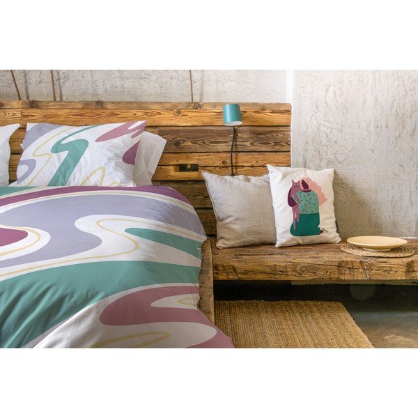 Bijela/plava posteljina za krevet za jednu osobu od pamučnog satena 140x200 cm Student Collection – Butter Kings-image-1