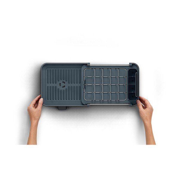 Crni plastičan prilagodljiv ocjeđivač za posuđe 31x19 cm Extend Slim Steel – Joseph Joseph-image-4