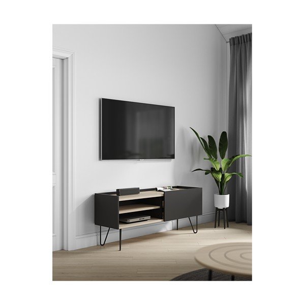 Crna komoda sa policom i vratima TemaHome Nina, 140 x 59 cm-image-4