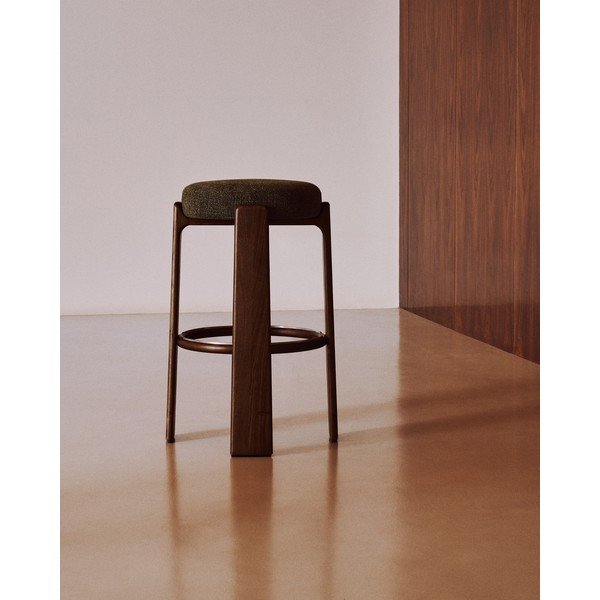 Zelena/u tamnoj prirodnoj boji barska stolica od čvrste jeseni (visine sjedala 75 cm) Granite – Kave Home-image-1