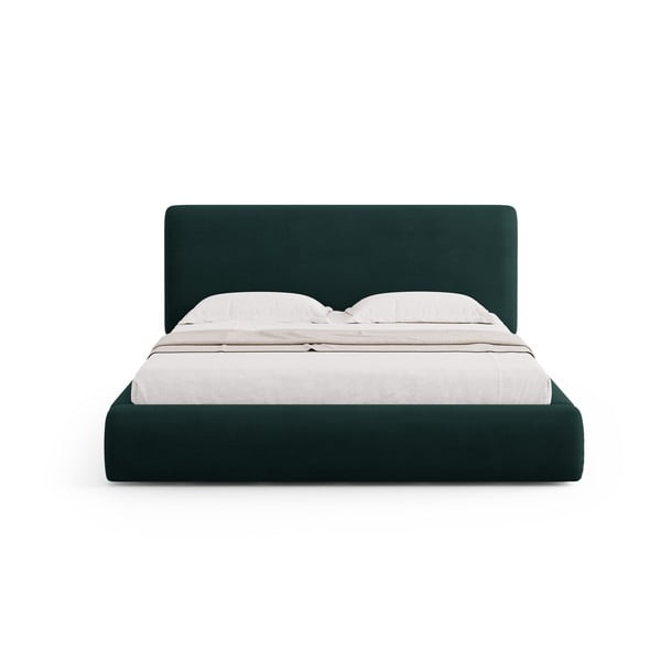 Tamno zeleni tapecirani bračni krevet s prostorom za pohranu s podnicom 180x200 cm Colonel – Cosmopolitan Design-image-3