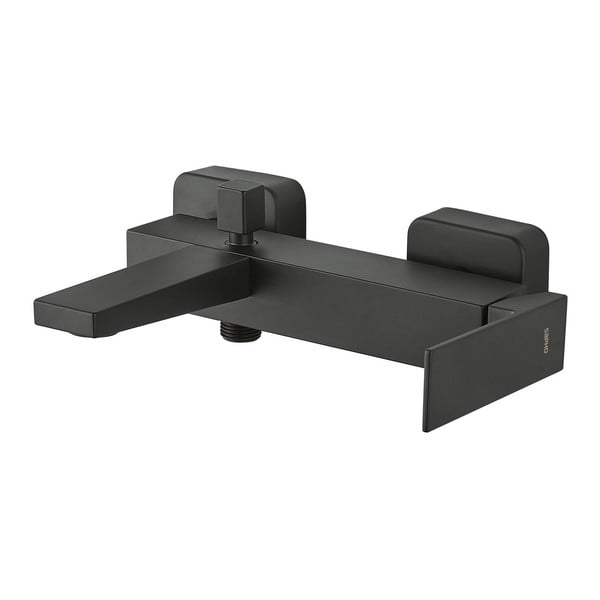 Mat crna zidna slavina za kadu (s 2 izlaza) Latus – Sapho