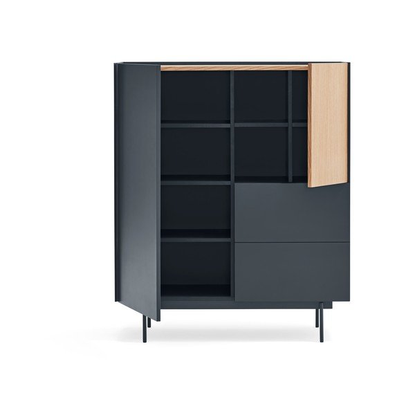 Antracitno siva/u prirodnoj boji visoka komoda u dekoru hrasta 100x120 cm Otto – Teulat-image-3