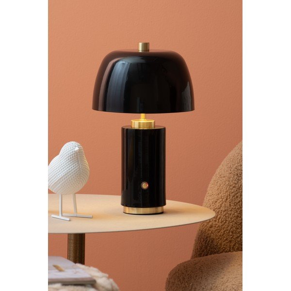 Crna LED stolna lampa s mogućnosti zatamnjivanja s metalnim sjenilom (visina 30 cm) Freya – Leitmotiv-image-1