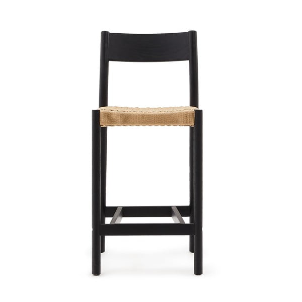 Crna/u prirodnoj boji barska stolica od punog hrasta (visine sjedala 65 cm) Yalia – Kave Home-image-4