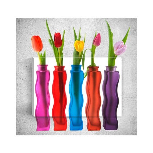 Zidna 3D slika Mosticx Boce s cvijećem, 40 x 60 cm