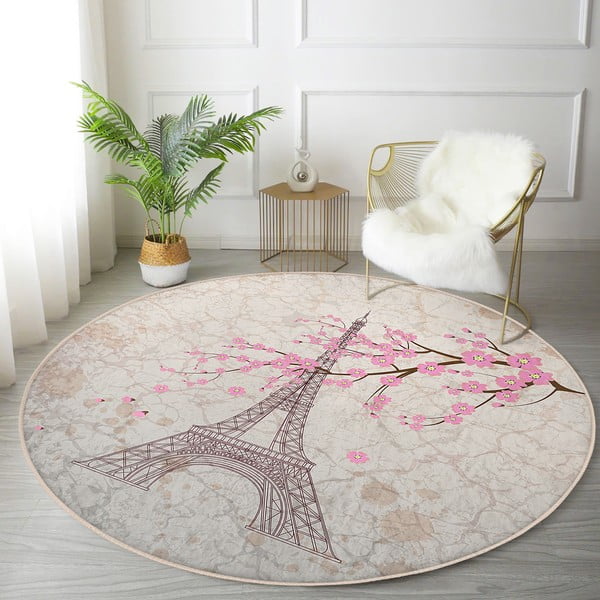 Svijetlo ružičasti periv/pogodan za robotski usisavač okrugli tepih ø 120 cm Comfort – Mila Home-image-2