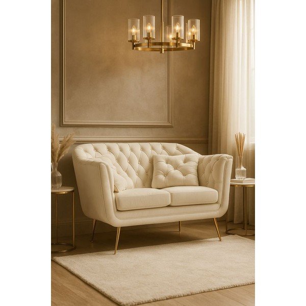 Krem baršunasti sofa 130 cm Budapest – Mauro Ferretti-image-1