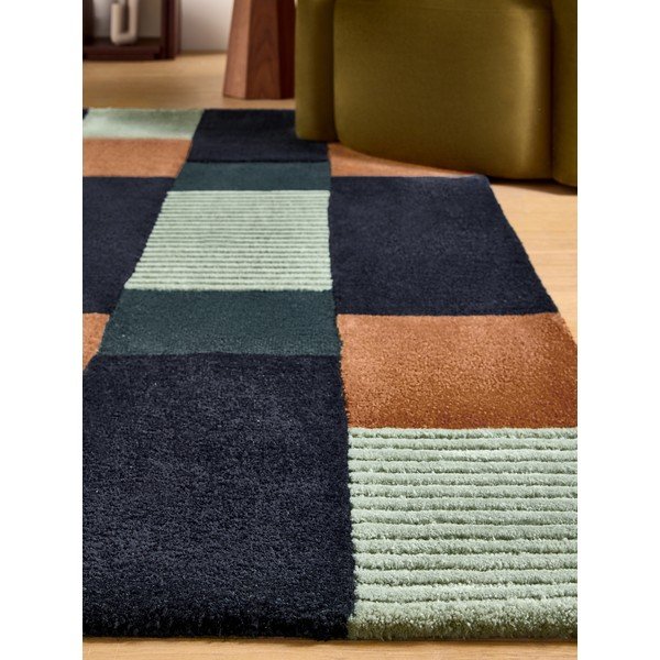 Tamno plavi ručno rađen tepih od recikliranih vlakna 160x230 cm Franka – MADE-image-3