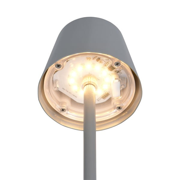 Siva LED stolna lampa s metalnim sjenilom (visina 21 cm) Diaz – Trio-image-4