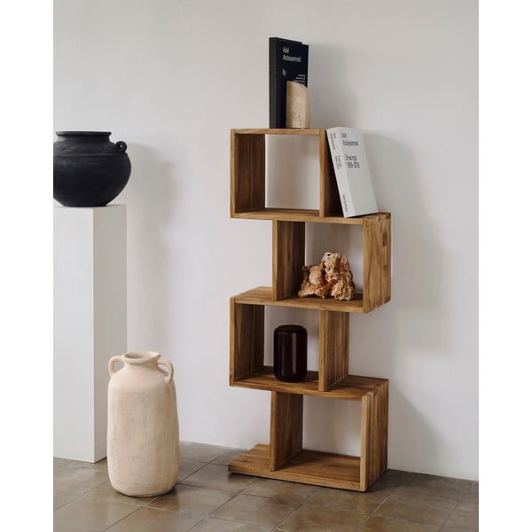 Biblioteka od masivne tikovine u prirodnoj boji 55x132x30 cm Aroba – Kave Home-image-1