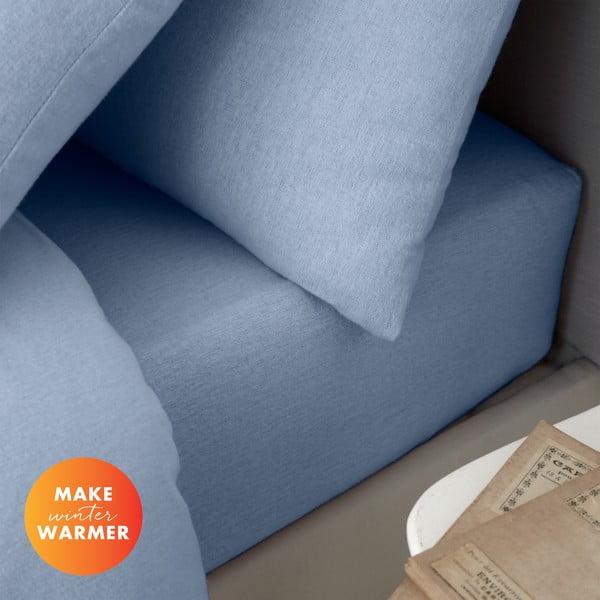 Svijetlo plava flanelska plahta s gumom 90x190 cm Brushed – Catherine Lansfield-image-3