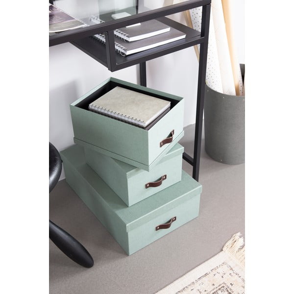 Mentol zelene kartonske kutije za pohranu u setu  3 kom s poklopcem 31x47x15 cm Inge – Bigso Box of Sweden-image-2