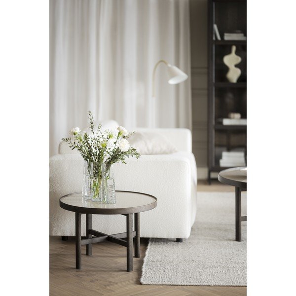 Tamno smeđi okrugao stolić za kavu s keramičkom daskom 60x60 cm Marsden – Rowico-image-1