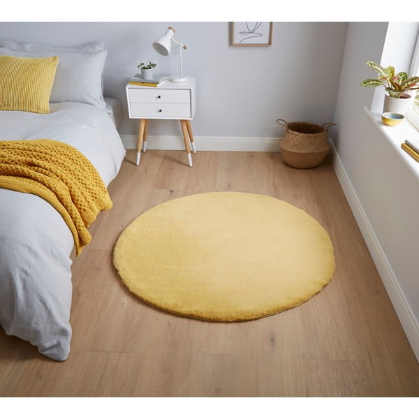 Žuti tepih Think Rugs Teddy, ⌀ 120 cm-image-1