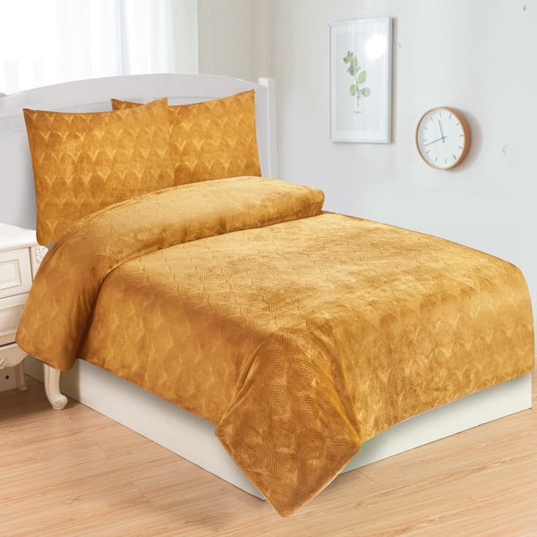 Oker žuta posteljina za krevet za jednu osobu od mikropliša 140x200 cm – My House