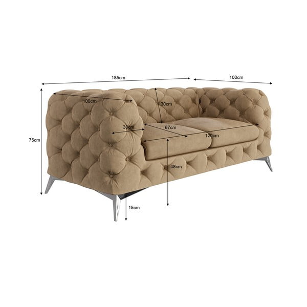 Svjetlo smeđa baršunasti sofa 185 cm Chelsea – Ropez-image-3