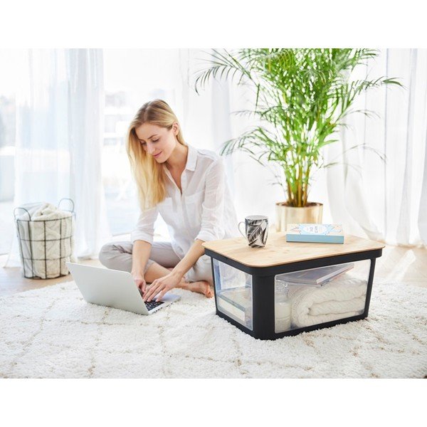 Crni plastičan poklopac za kutiju za pohranu 57x39x3 cm Albris – Rotho-image-1