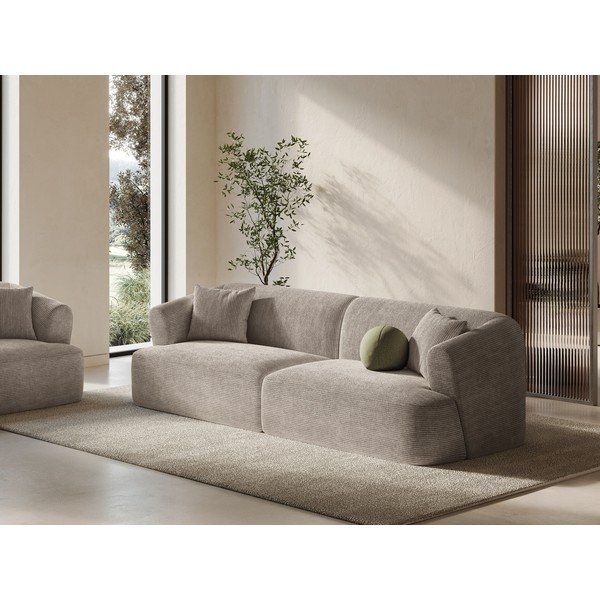 Svjetlo smeđa sofa od samta 255 cm Campi – Cosmopolitan Design-image-1