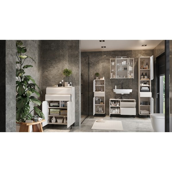 Krem nizak ormarić za ispod umivaonika 80x56 cm Salinas – Germania-image-4