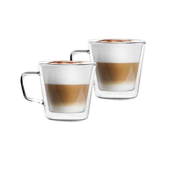 Staklene šalice u setu 2 kom za cappuccino/s dvostrukom stijenkom 350 ml – Vialli Design