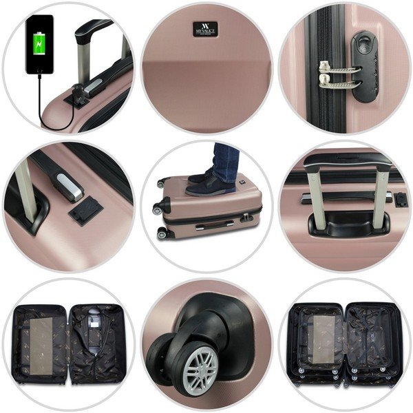 Set od 2 siva putna kovčega na kotačima s USB priključcima My Valice LASSO Cabin &amp; Medium-image-3