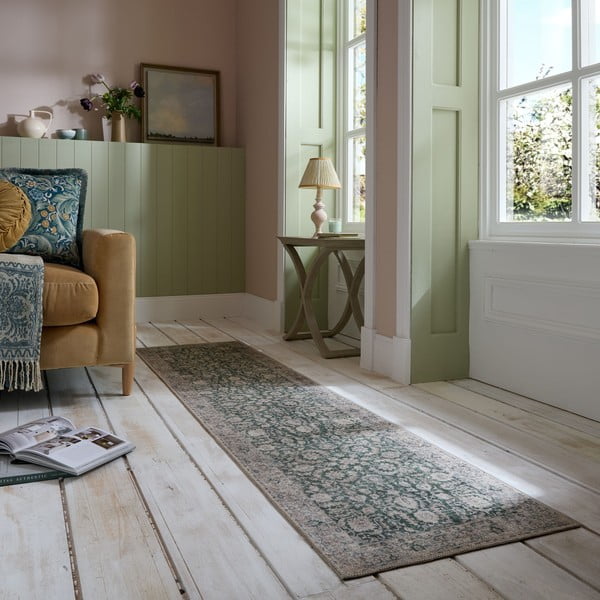 Zelena periva staza 60x230 cm Beau Floral – Flair Rugs-image-1