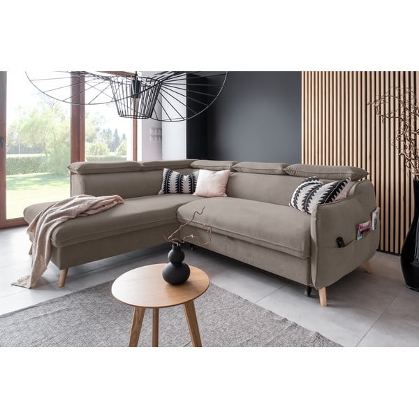 Svjetlo smeđa baršunasta sklopiva kutna garnitura (s lijevim kutom) Sweet Harmony – Miuform-image-4