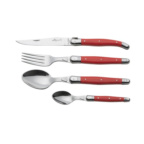 Set od 24 crvena pribora za jelo u drvenom pakiranju Jean Dubost Flora-image-1