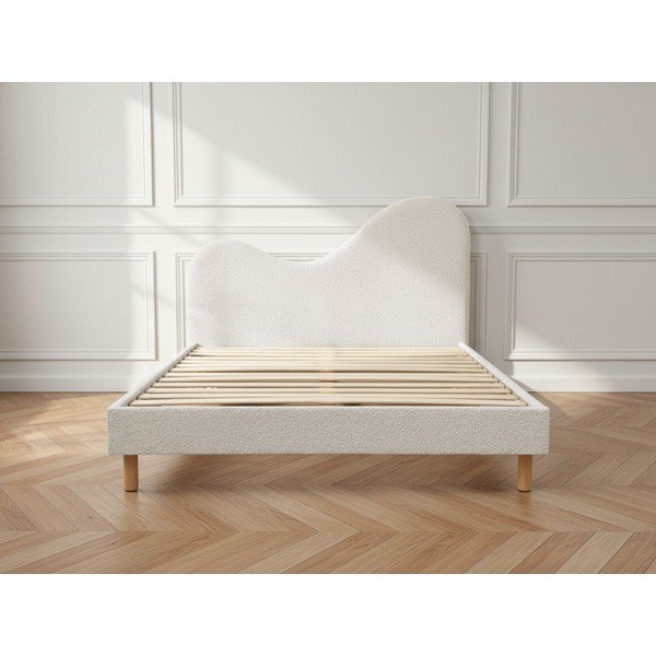 Bijeli podstavljeni tapecirani bračni krevet s podnicom 160x200 cm Celina – Bobochic Paris-image-2