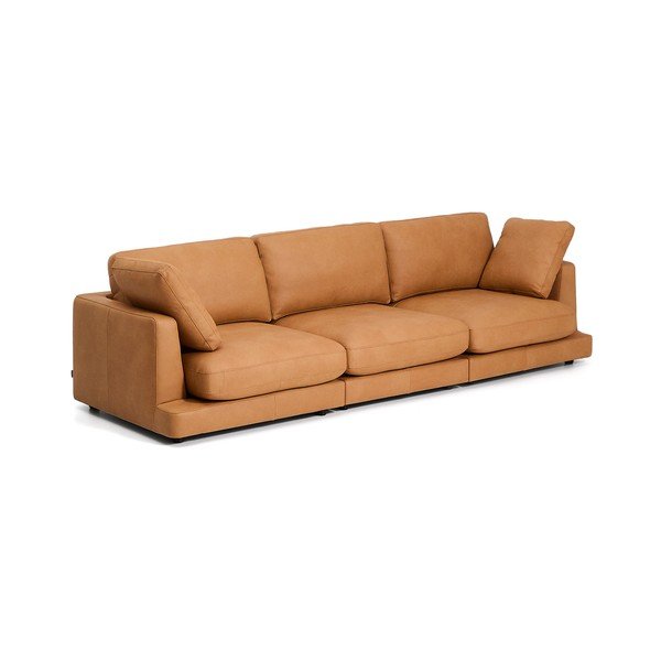 Smeđa kožna sofa 300 cm Gala – Kave Home