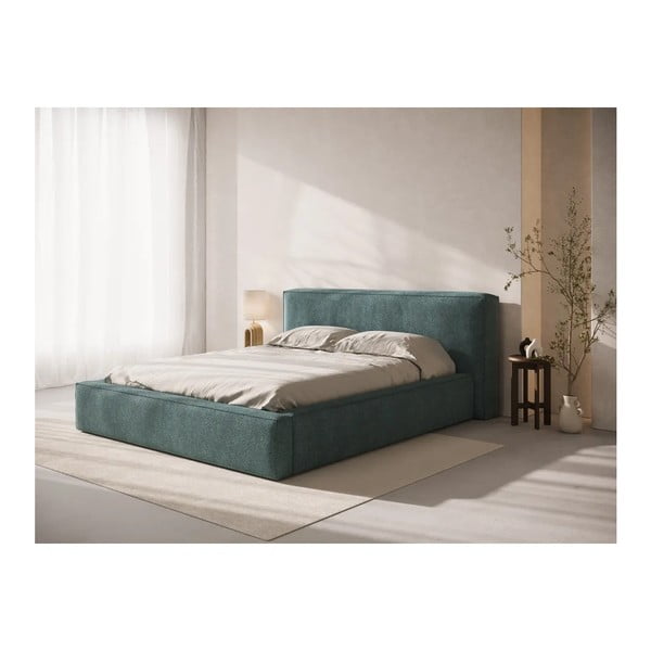 Plavi tapecirani bračni krevet s prostorom za odlaganje s podnicom 160x200 cm Simon Olivia – Micadoni -image-1