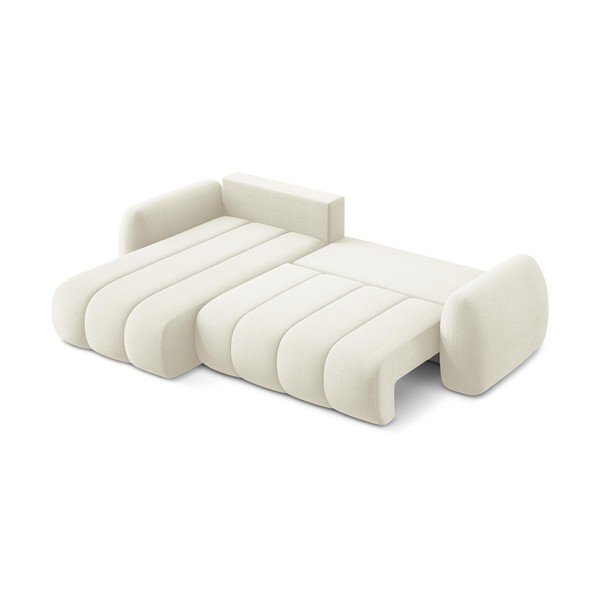 Bež sklopiva/s prostorom za pohranu kutna garnitura od bouclé tkanine (s lijevim kutom/s ležaljkom) Pele – Makamii-image-4