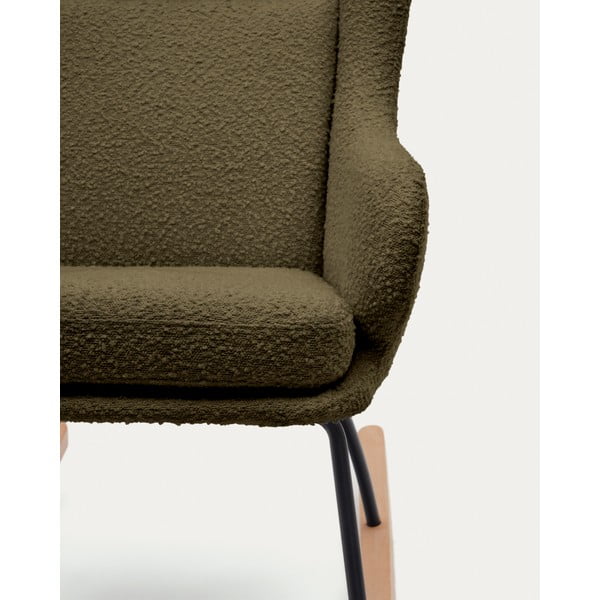 Zelena fotelja za ljuljanje od bouclé tkanine Maustin – Kave Home-image-3