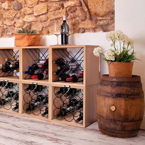 Držač za boce vina u dekoru bukve u prirodnoj boji broj boca 9 kom – Compactor-image-1