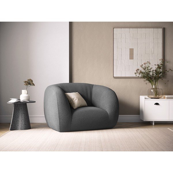 Siva fotelja od bouclé tkanine Essen – Cosmopolitan Design-image-4