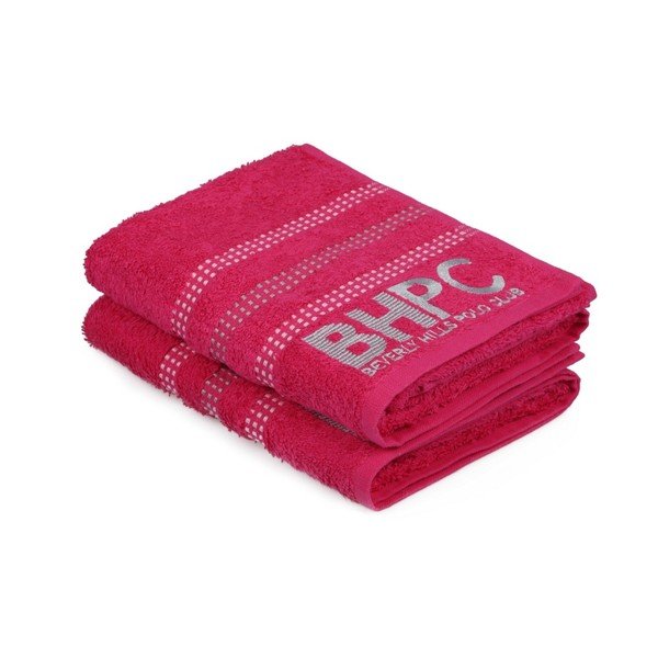 Set od 2 ručnika boje fuksije Beverly Hills Polo Club Stripes, 90 x 50 cm