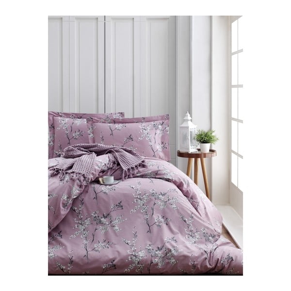 Posteljina s pamučnom posteljinom za bračni krevet Chicory Pink, 200 x 220 cm