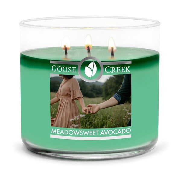 Mirisna svijeća u staklenoj posudi Goose Creek Meadowsweet Avocado, gori 35 sati
