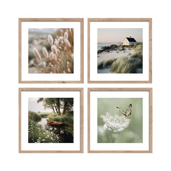Tiskane slike u setu 4 kom s okvirom 30x30 cm Subtle Nature – Styler