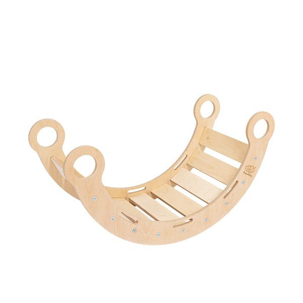 Ružičasta/u prirodnoj boji ljuljačka od masivnog bora 39x75x38 cm Montessori – Meowbaby-image-4