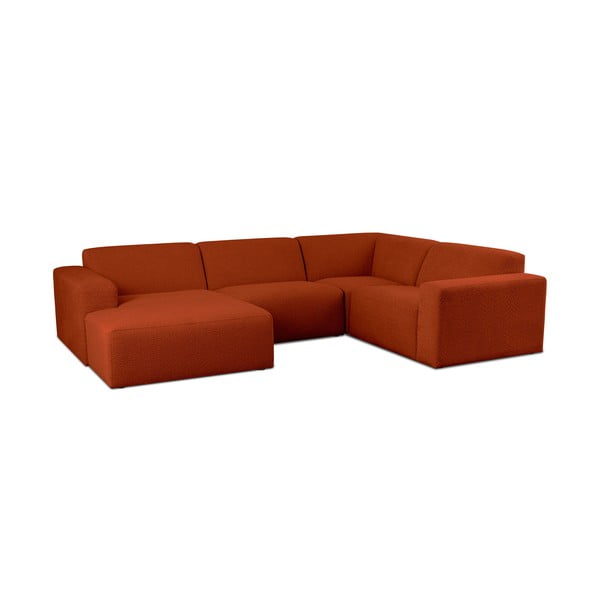 Ciglasta kutna garnitura od bouclé tkanine (u obliku slova "U") Roxy – Scandic-image-1