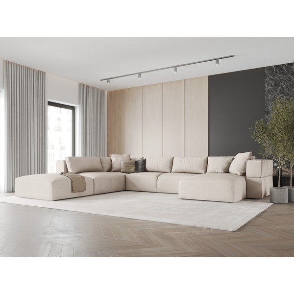 Bež kutna garnitura (s lijevim kutom/u obliku slova "U") Esther – Milo Casa-image-1