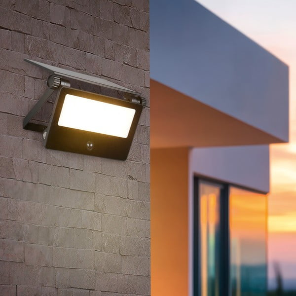 LED zidna vanjska svjetiljka sa senzorom pokreta sa solarnim panel (visina 15,5 cm) Moura – Trio-image-1