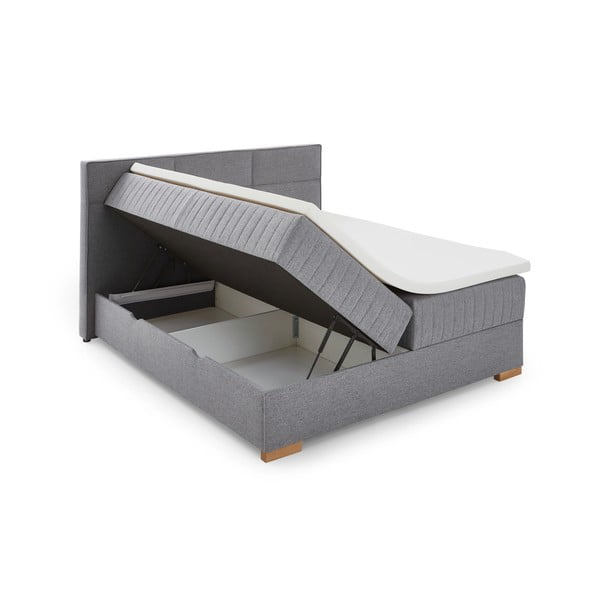 Sivi boxspring krevet s prostorom za pohranu 160x200 cm Tambo – Meise Möbel-image-2