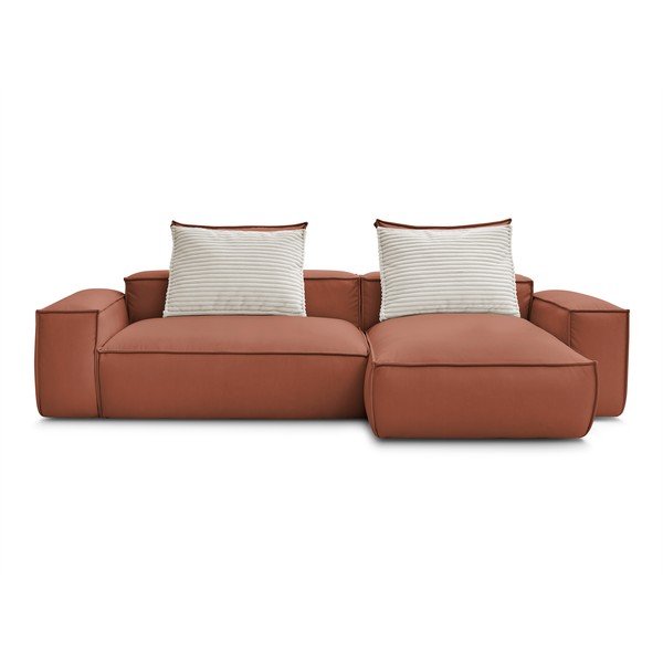 Tamno smeđa kutna garnitura od imitacije kože (promjenjiva) Boheme – Bobochic Paris