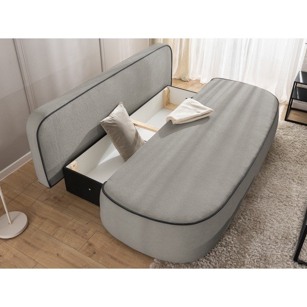 Crna/siva baršunasti sklopiva/s prostorom za odlaganje sofa 210 cm Saga – Ropez-image-4