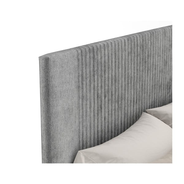 Sivi tapecirani bračni krevet s prostorom za odlaganje s podnicom 180x200 cm Etero – Maison de Rêve-image-3