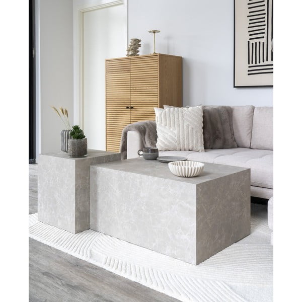 Bež stolić za kavu u mramornom dekoru 60x80 cm Prague – House Nordic-image-1