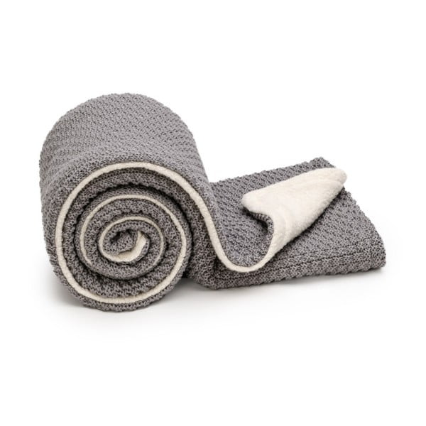 Siva pletena deka za bebe 80x100 cm – T-TOMI